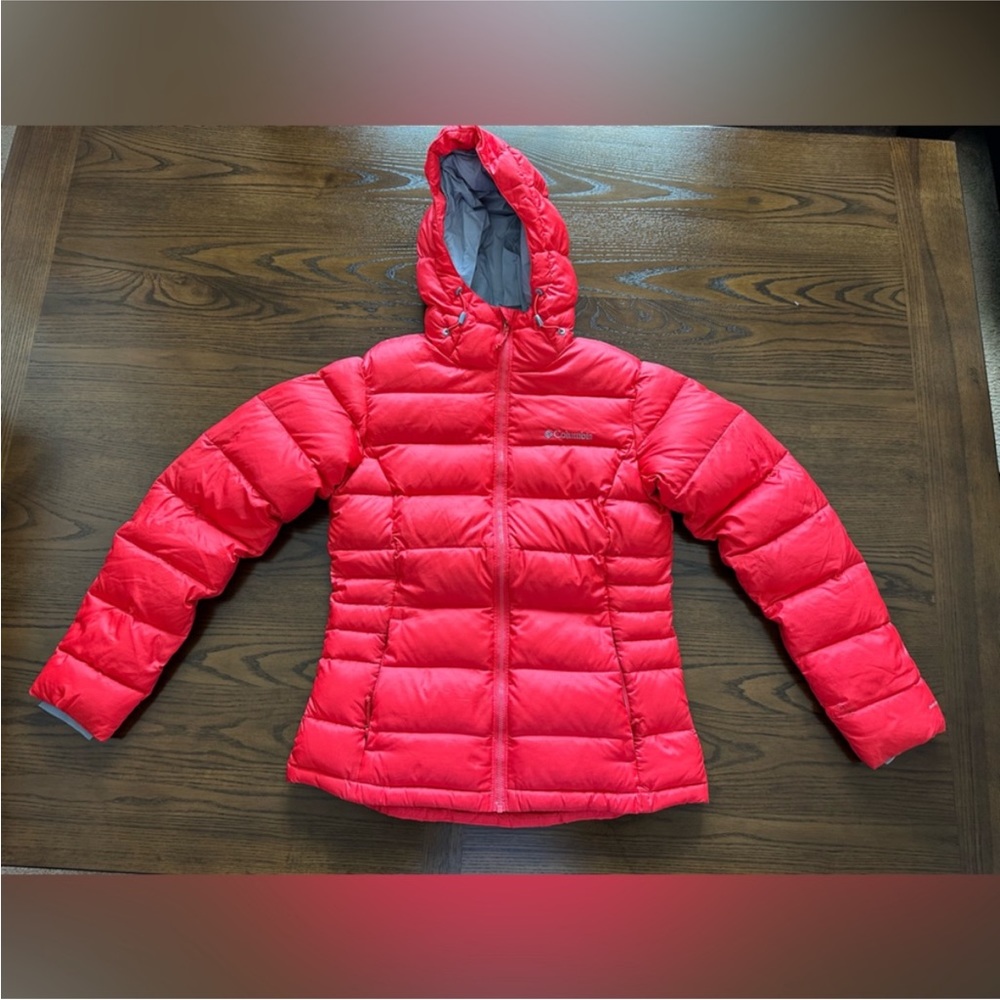 Columbia Omniheat down feather puffer coat candy apple red